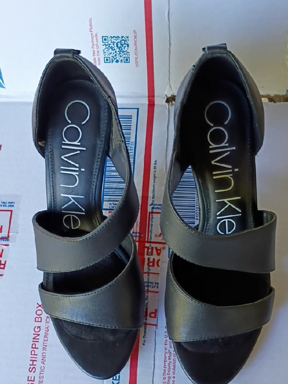 Calvin Klein Black Peep-Toe Stiletto Sandals - Picture 4 of 10